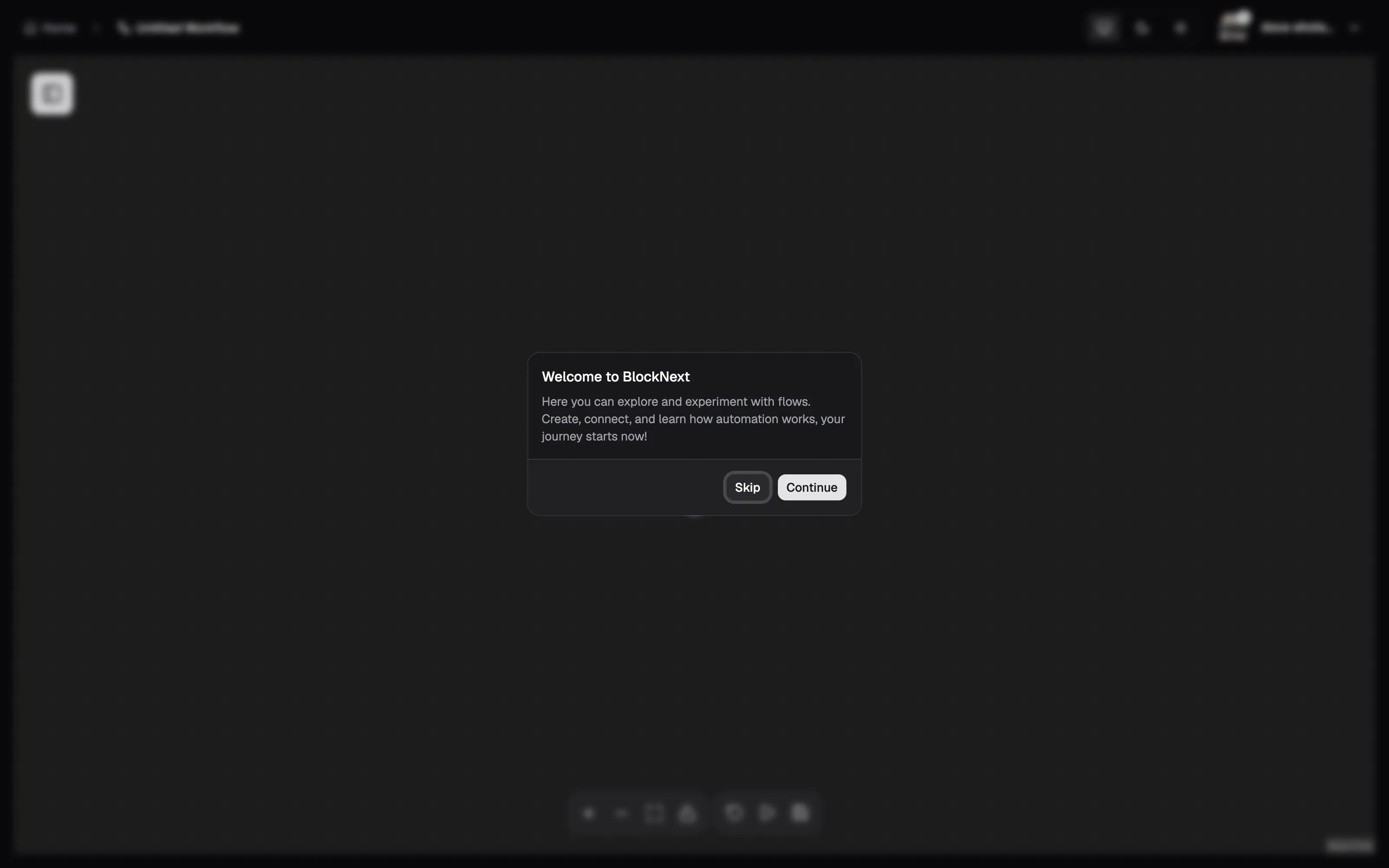 The welcome dialog shown on first visit